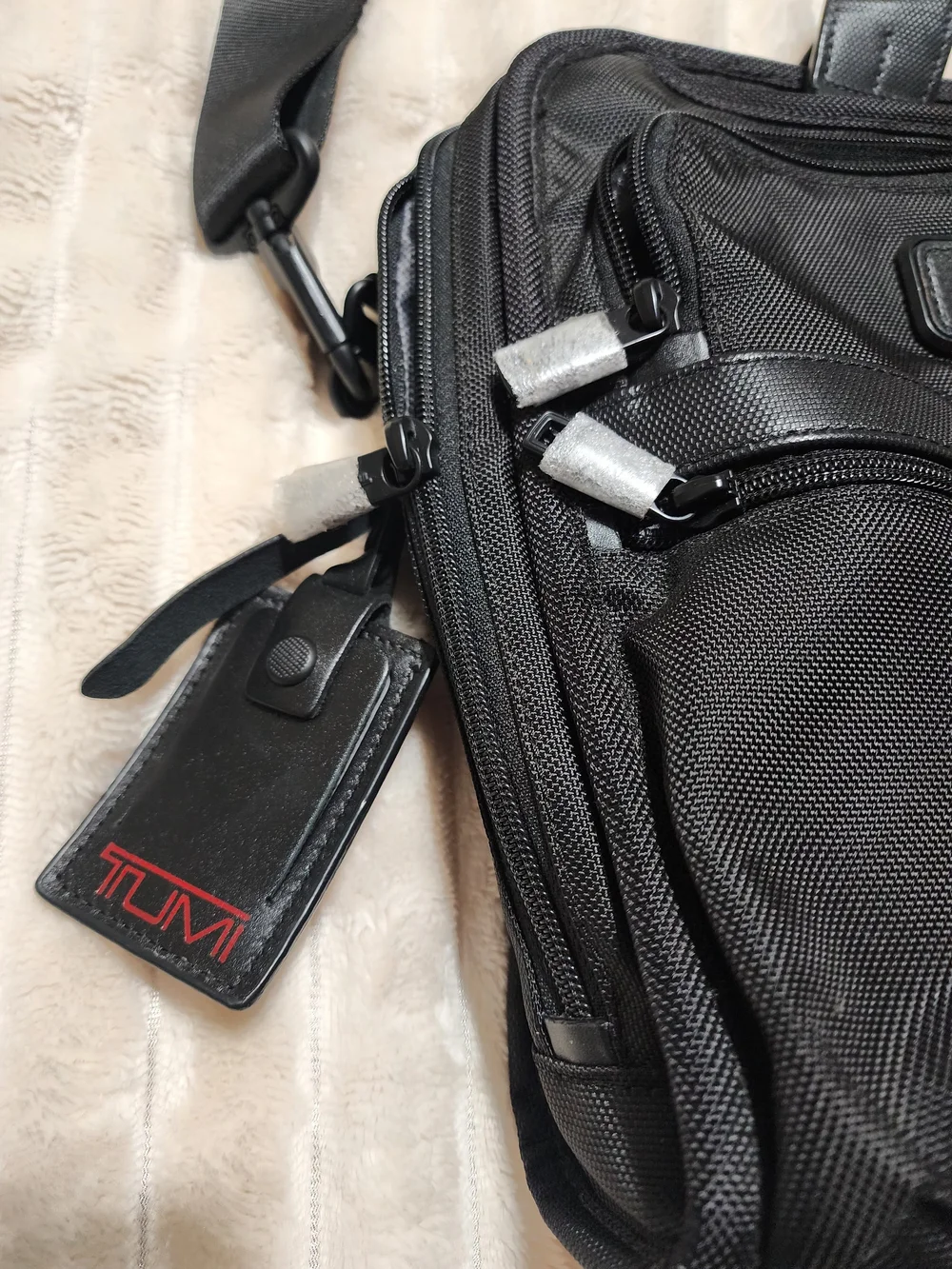 TUMI Black Nylon Briefcase with Shoulder Strap
